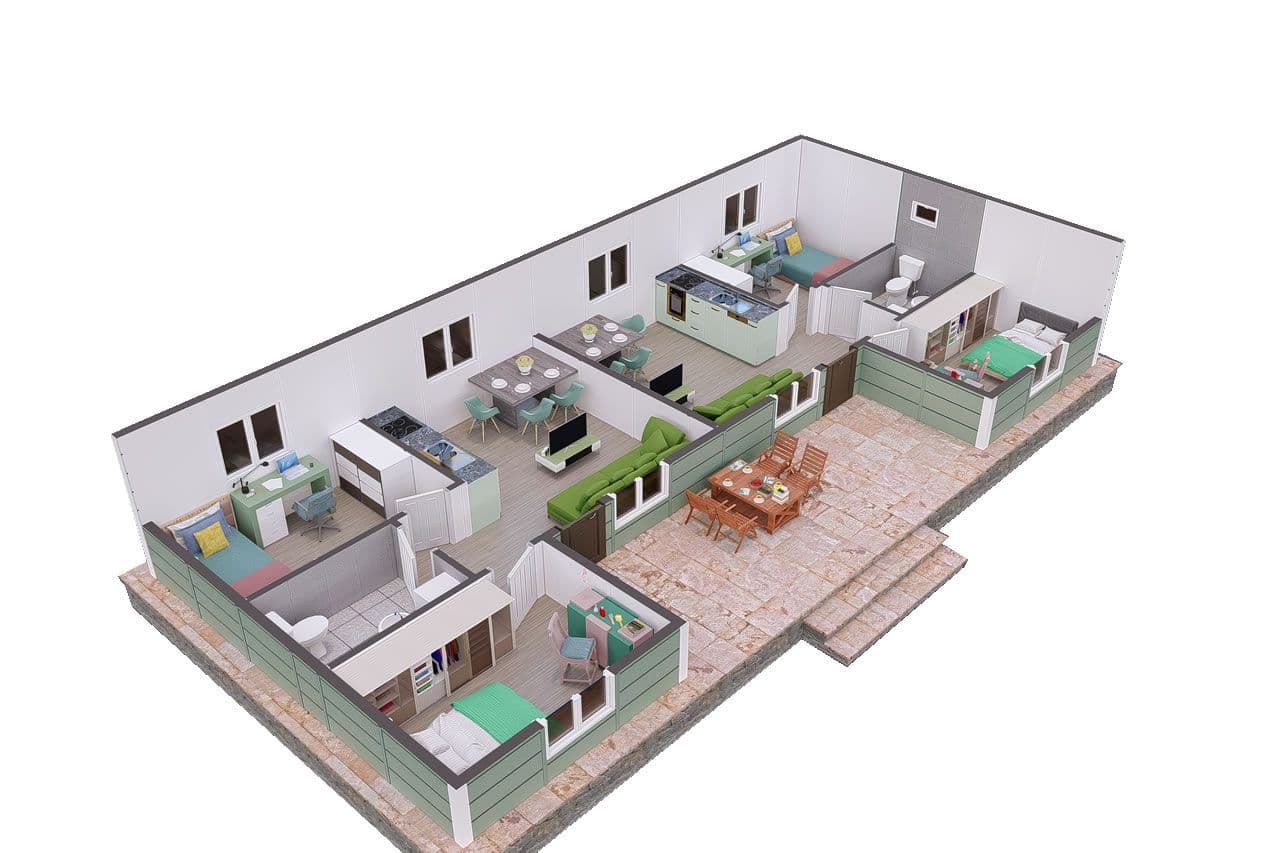 102 m² Prefabrik Ev 3+1