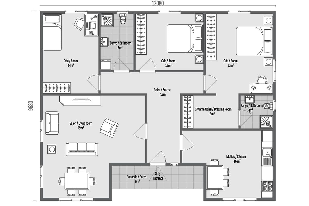 121 m² Çelik Ev 3+1