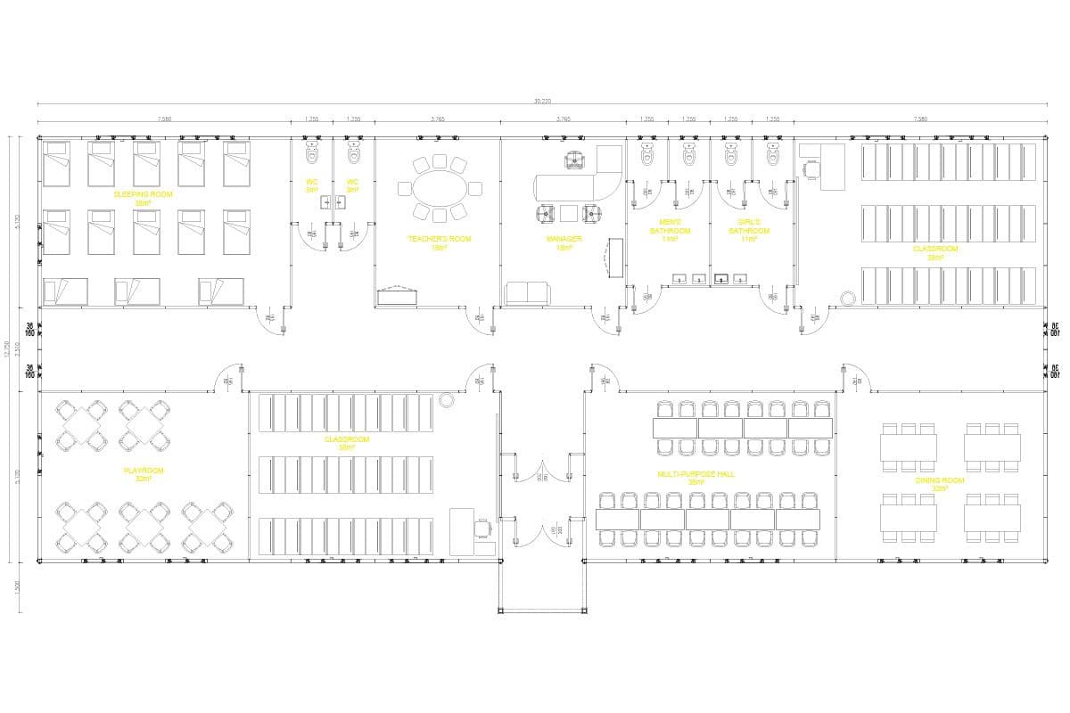 389 m² Prefabrik Okul