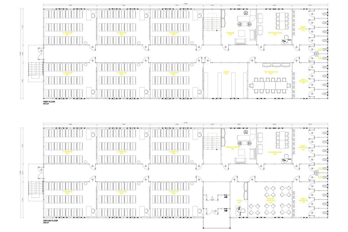 1032 m² Prefabrik Okul