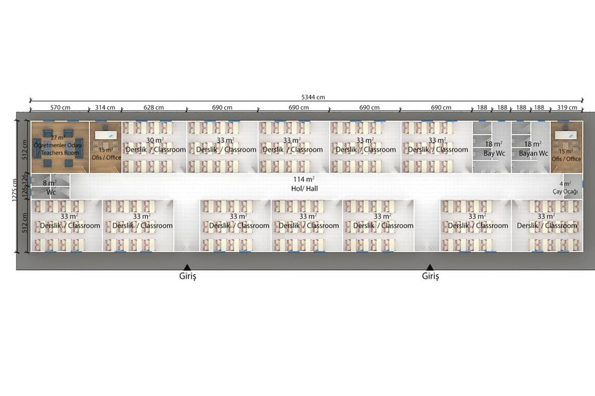 681 m² Prefabrik Okul