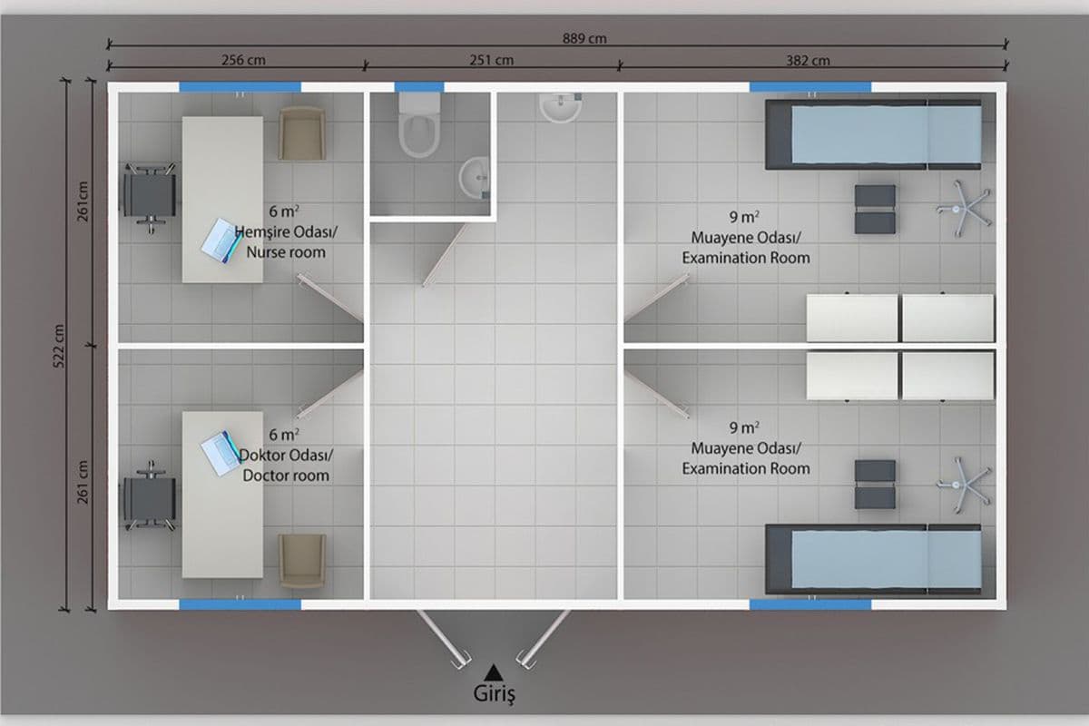 46 m² Prefabrik Hastane