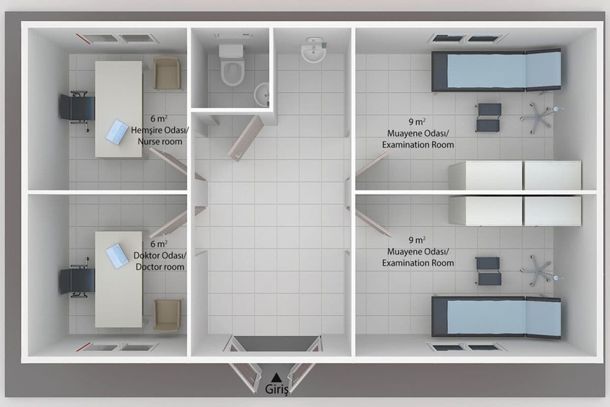 46 m² Prefabrik Hastane