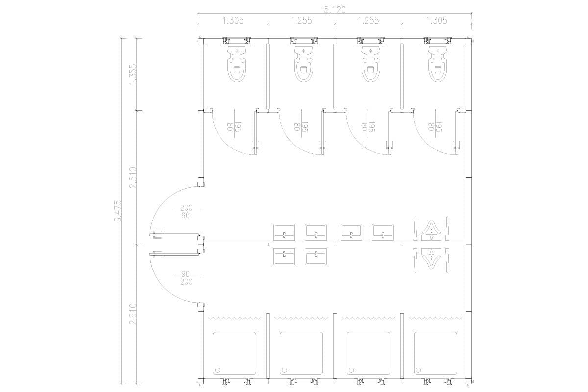 33 m² Prefabrik Tuvalet